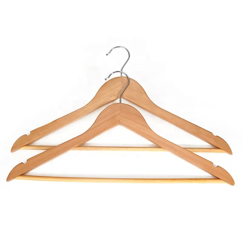 Bestntc shop Wholesale Non Slip Notched Wooden Coat Hanger Organizer