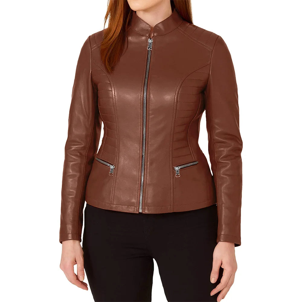 Women’s Cafe Racer Leather Jacket