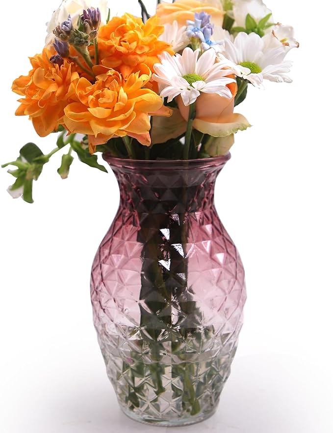 Bestntc Small Glass Flower Vases Decorative Red White Home
