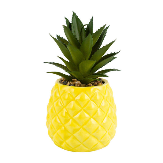 Bestntc shop Ceramic Pineapple Shape Artificial Potted Plant