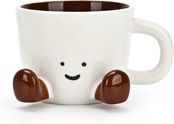 Bestntc Cute Pink Ceramic Coffee Mug Funny Gift for Women