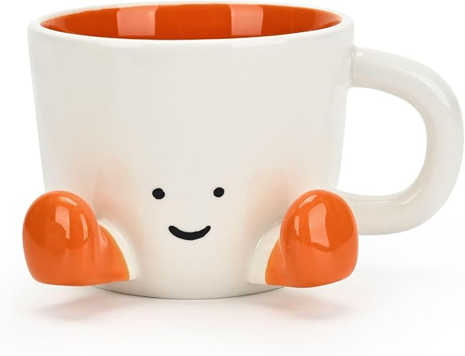 Bestntc Cute Pink Ceramic Coffee Mug Funny Gift for Women