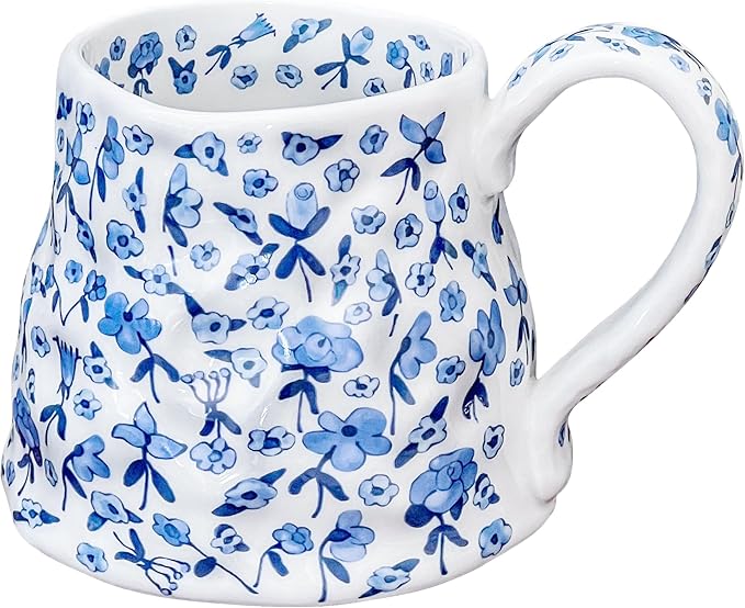 Bestntc Large Pink Floral Ceramic Coffee Mug 20oz Cute Gift