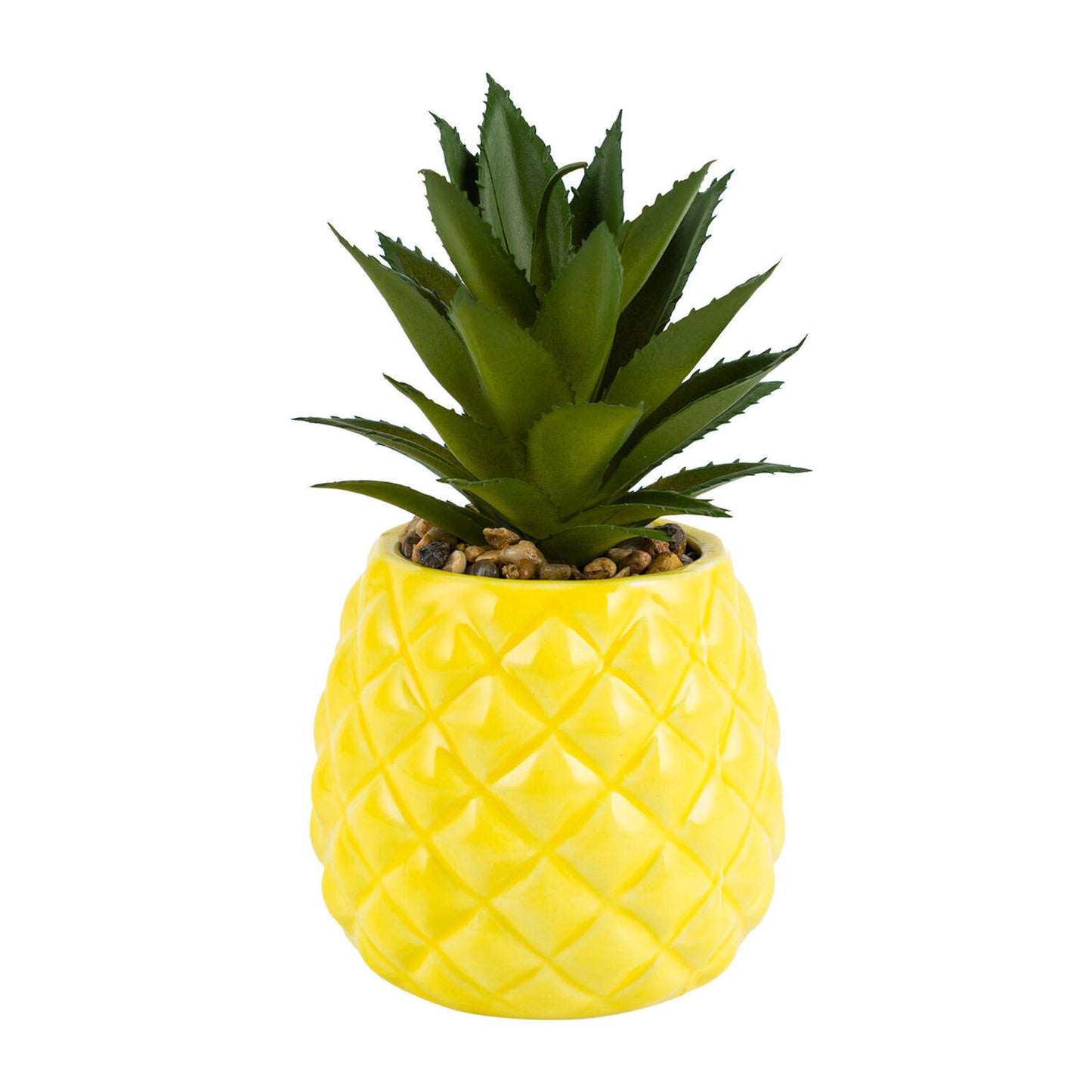 Bestntc shop Ceramic Pineapple Shape Artificial Potted Plant