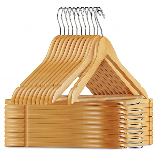 Bestntc shop Wholesale Non Slip Notched Wooden Coat Hanger Organizer