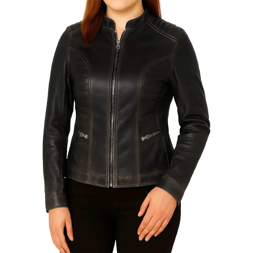 Women’s Cafe Racer Leather Jacket